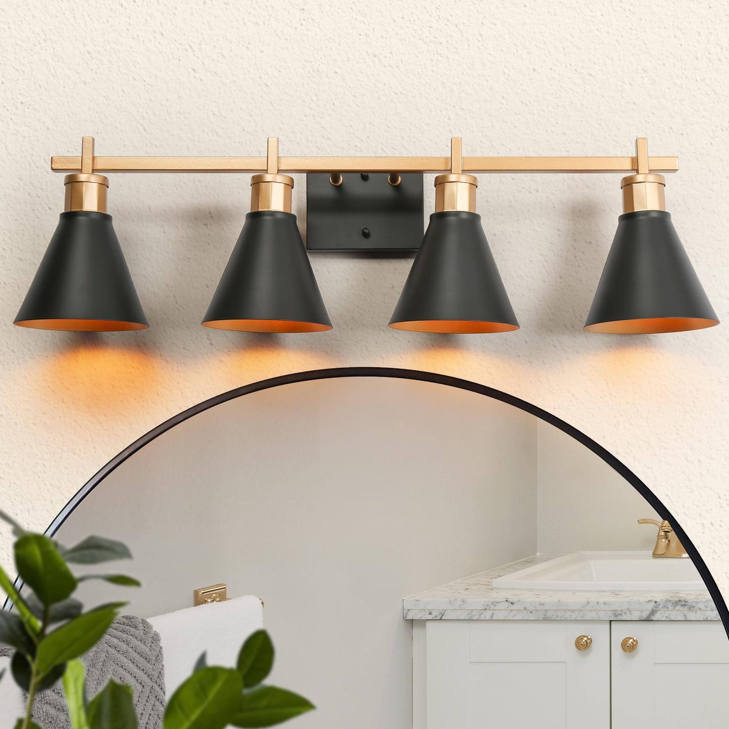 Umbralicious 4-Light Black and Gold Vanity Light