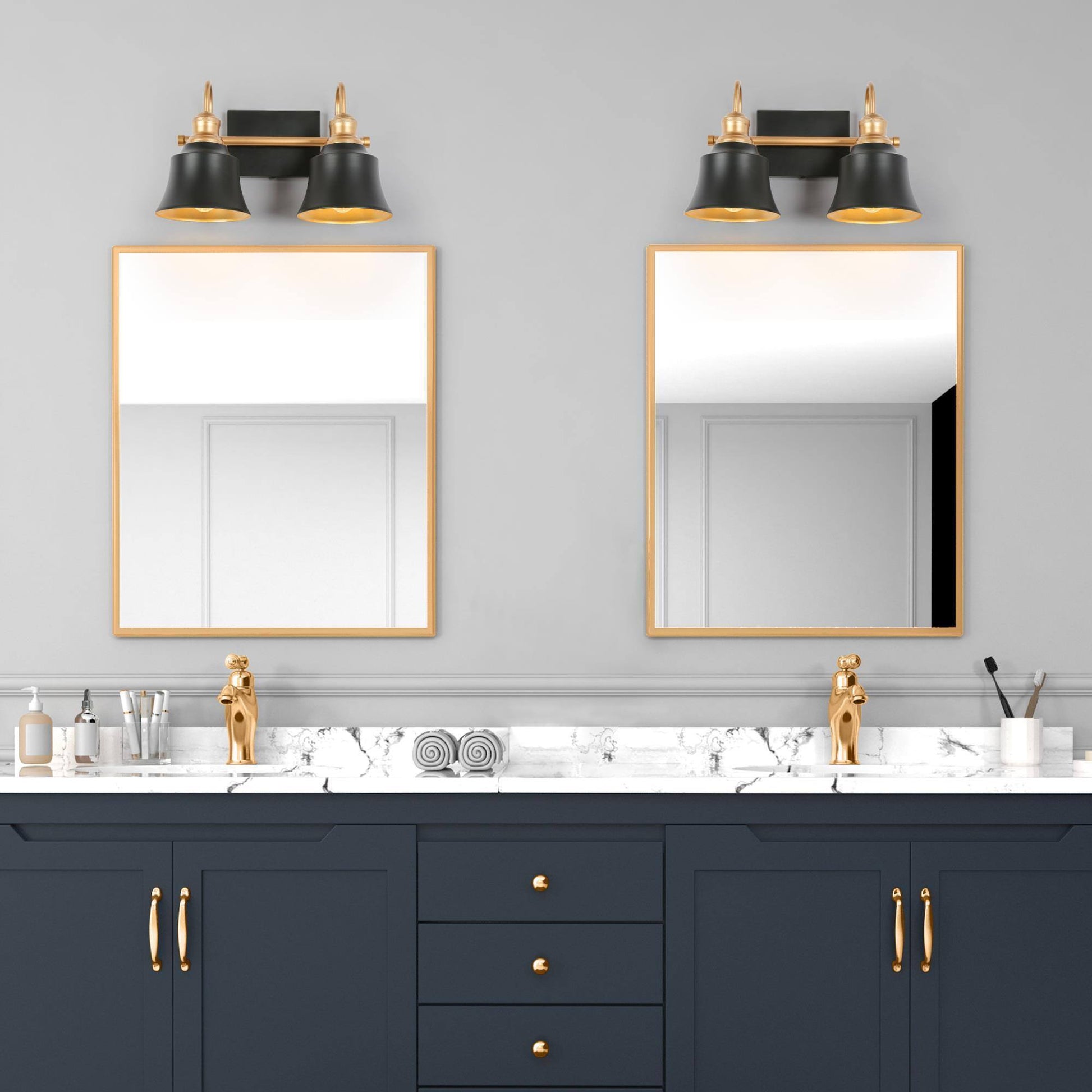 Aphrocallistes 2-Light Black and Gold Vanity Light