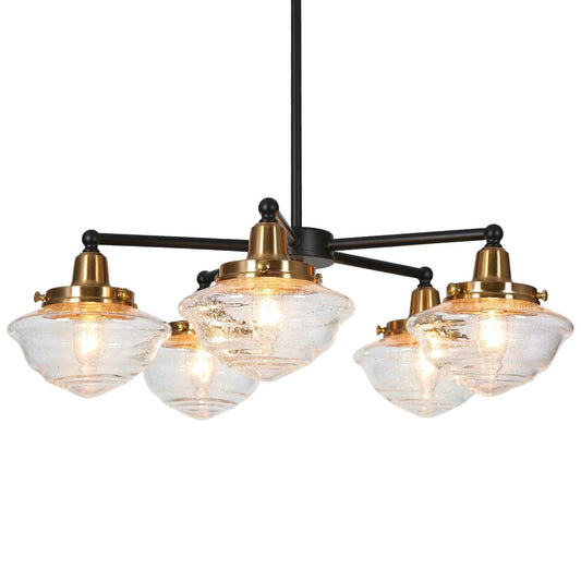 5-Light Clear Seeded Glass Wheel Chandeliers - Belles Lighting