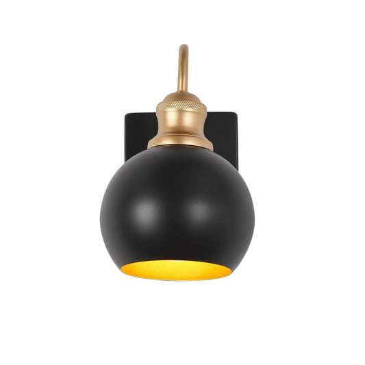 Burdock 1-Light Modern Black and Gold Dome Wall Sconces