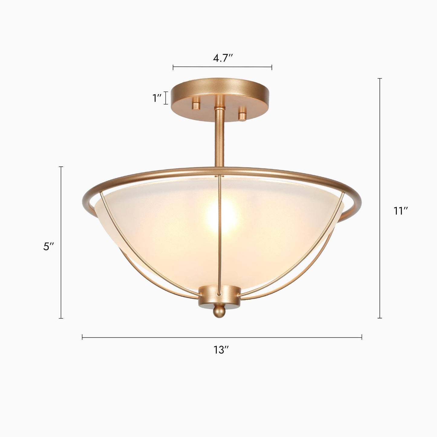 Morwenna 3-Light Small Gold Semi-Flush-Mount Light