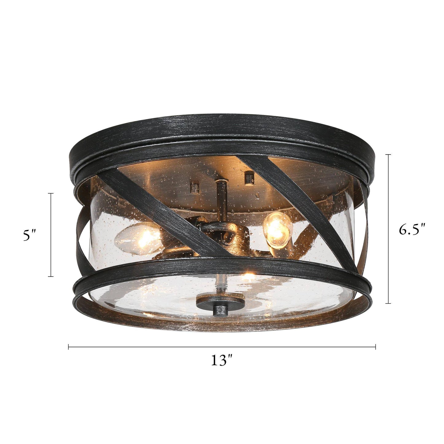 Cinnabari 3-Light Small Black Flush-Mount Light