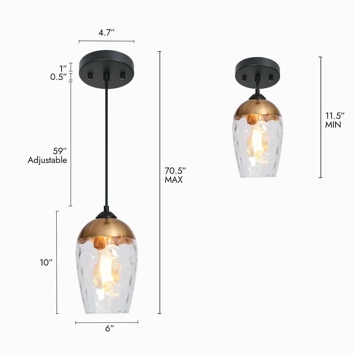 Fhbauos 1-Light Mini Black Modern Pendant Light Fixtures