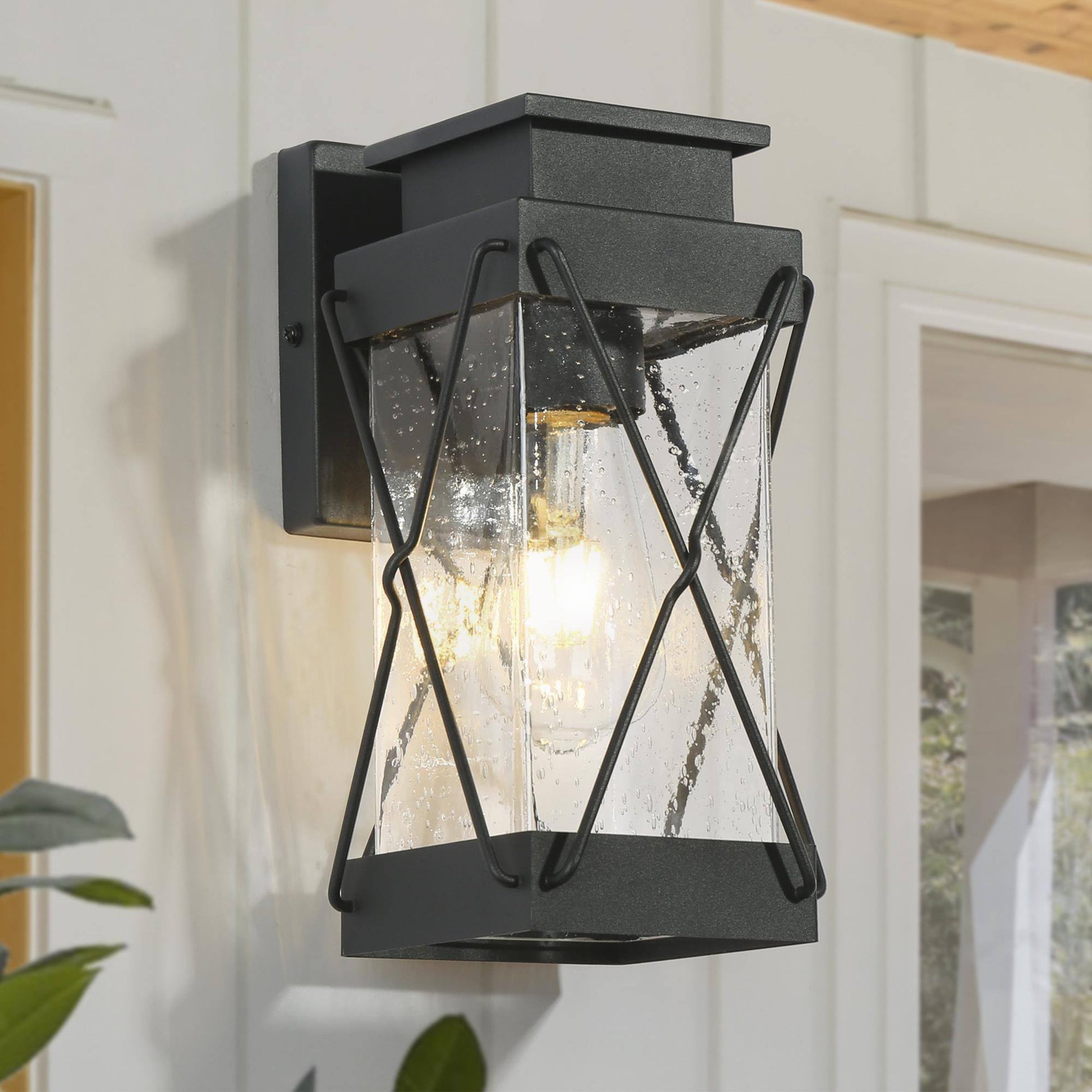 Greiviccy 11"H 1-Light Black Outdoor Wall Lantern