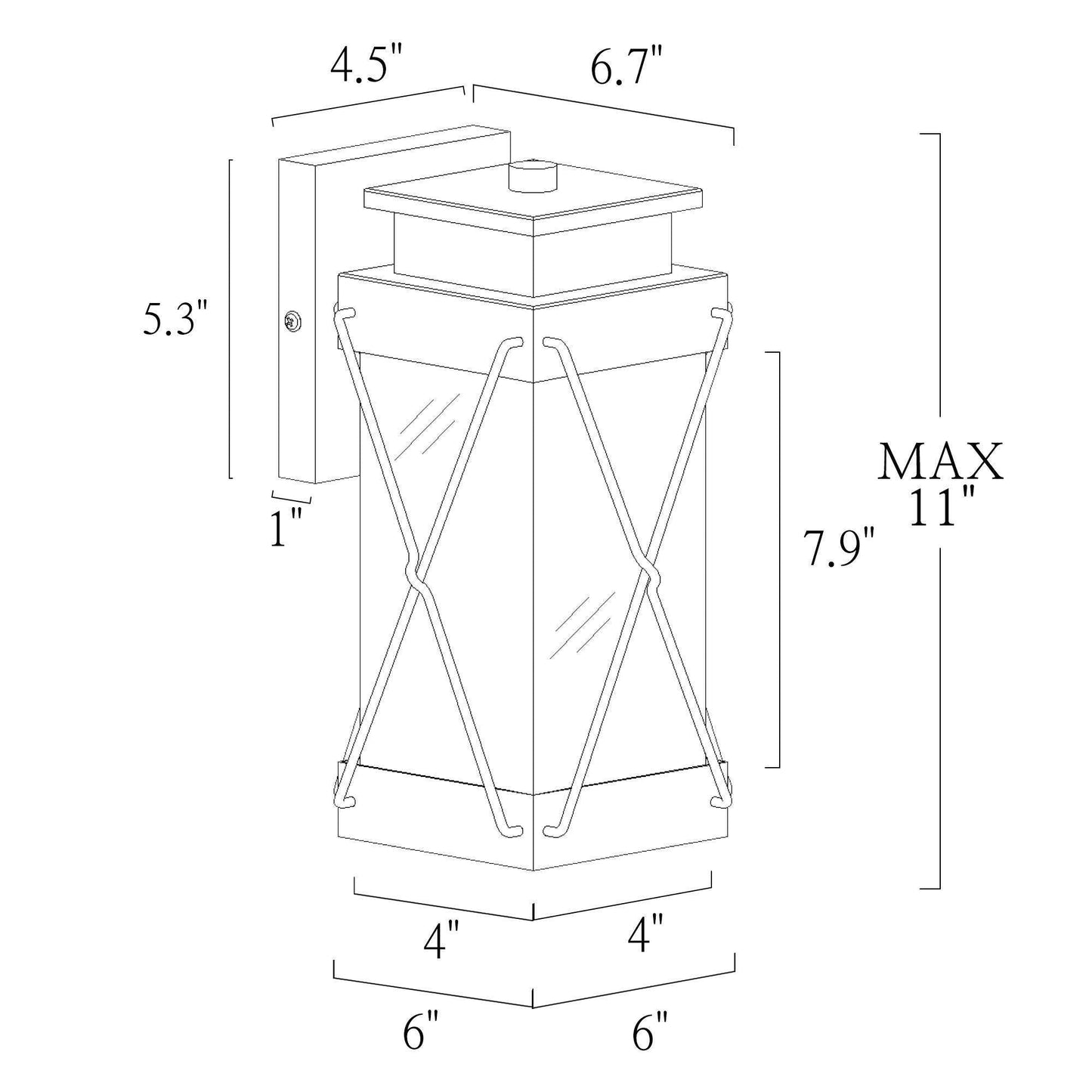 Greiviccy 11"H 1-Light Black Outdoor Wall Lantern