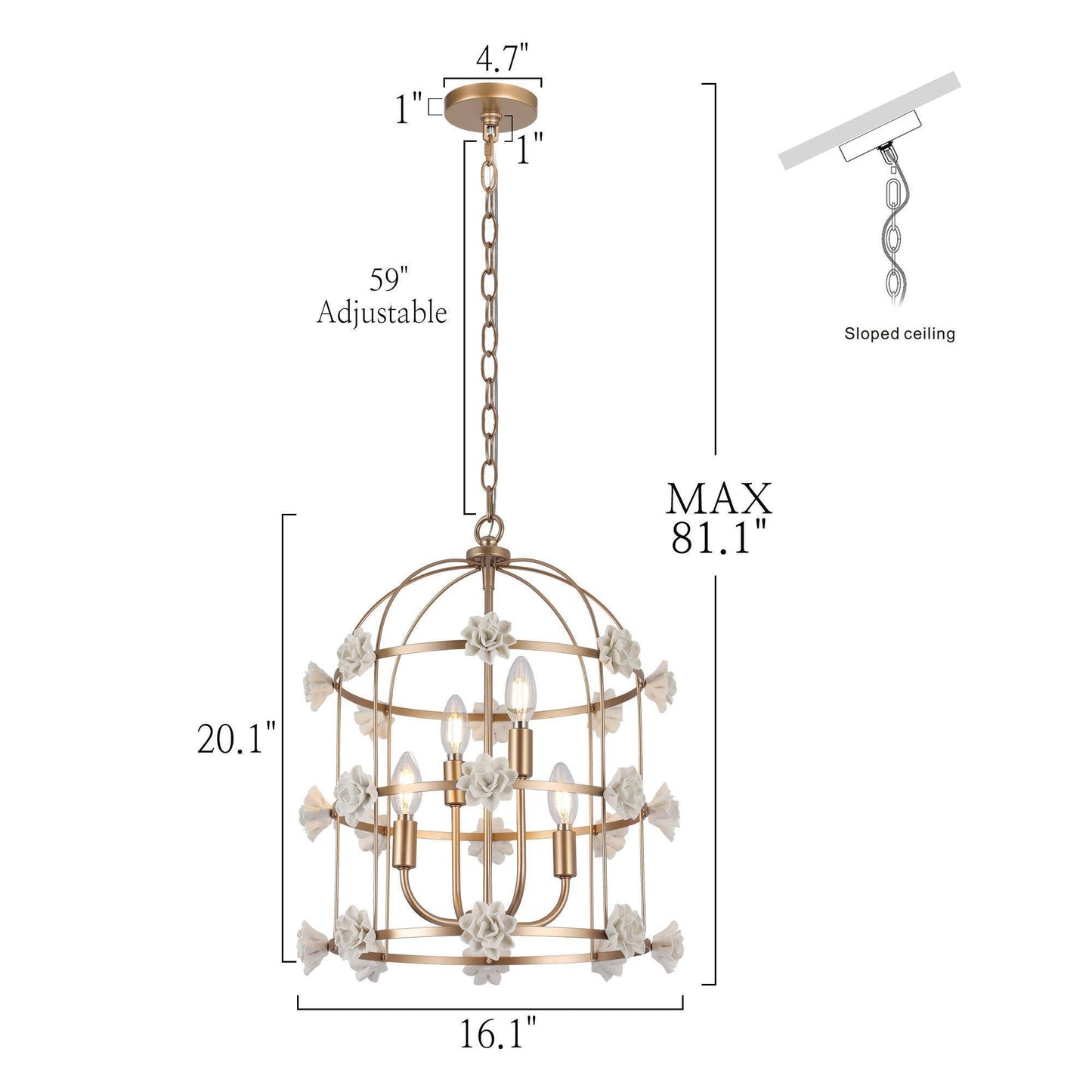 Arianiser 4-Light Small Gold Chandelier