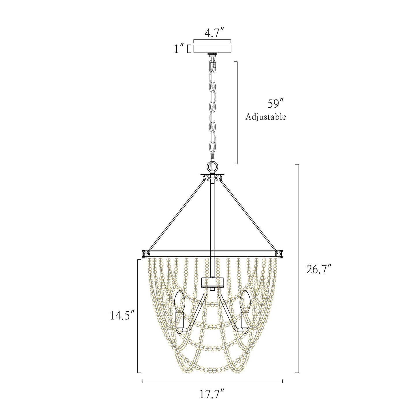 Mitzvah 4-Light Small Gold Chandelier