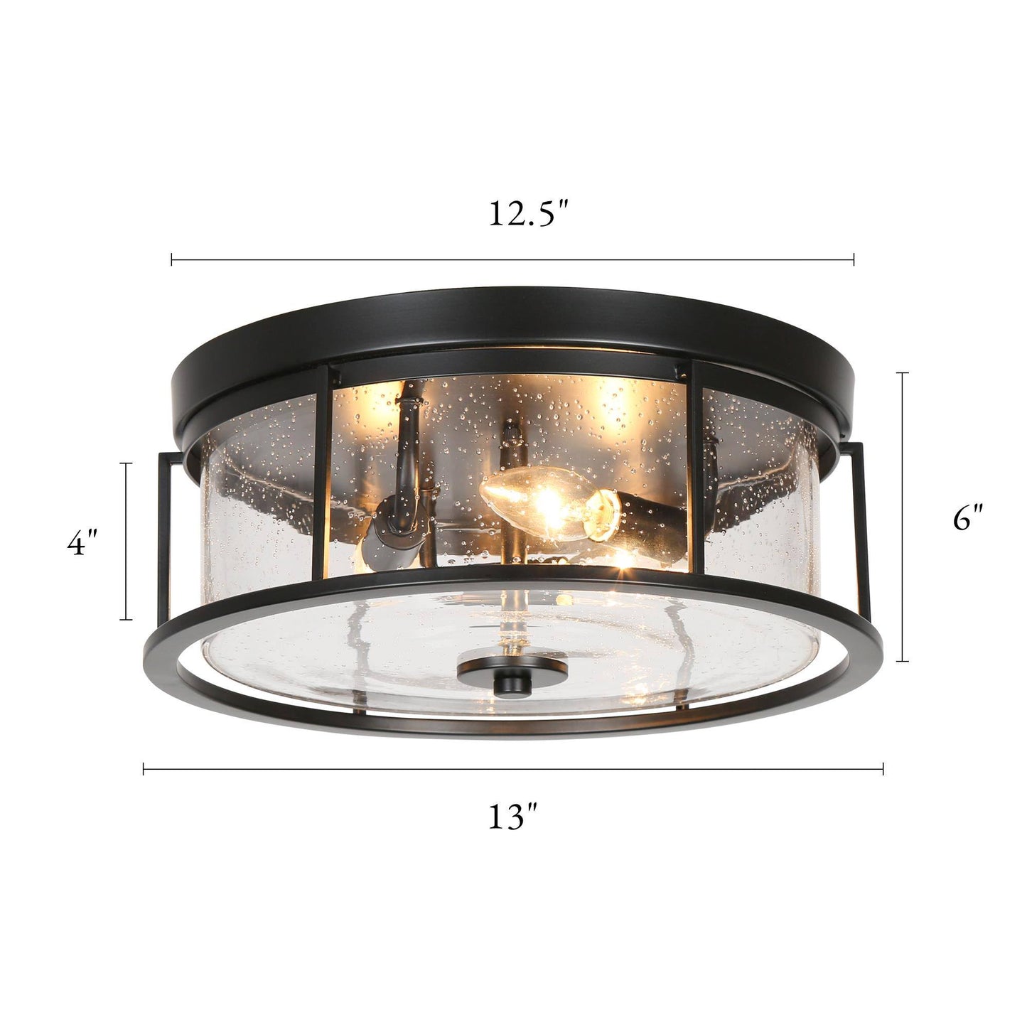 Modern Farmhouse 3-Light Seeded Glass Flush Mount Ceiling Light