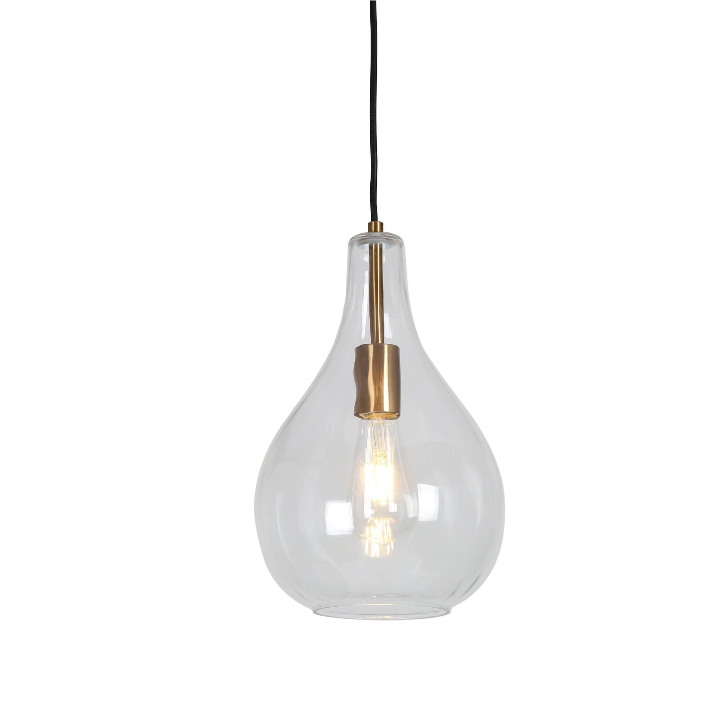 Modern 1-Light Brass Clear Glass Pendant Lights