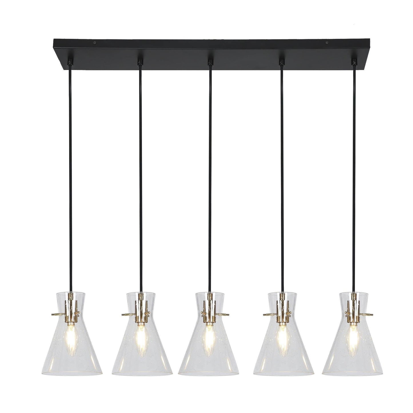 Itpicanaple 5-Light 33-in Black&Gold Modern Cluster Kitchen Island Pendant