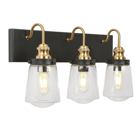 Curoenon 2-Light Black and Brass Vanity Light