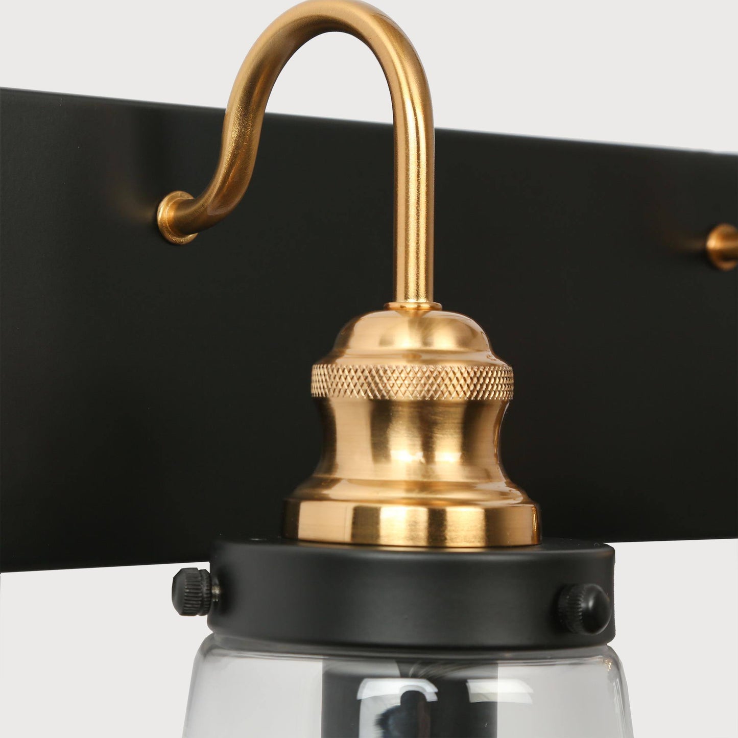 Curoenon 2-Light Black and Brass Vanity Light