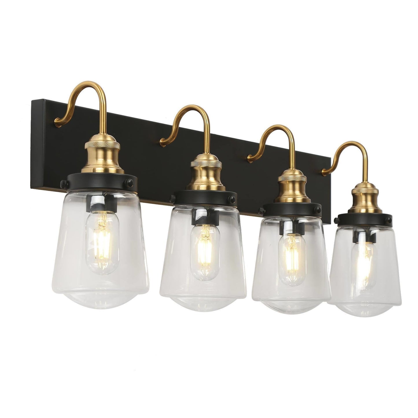 Curoenon 2-Light Black and Brass Vanity Light