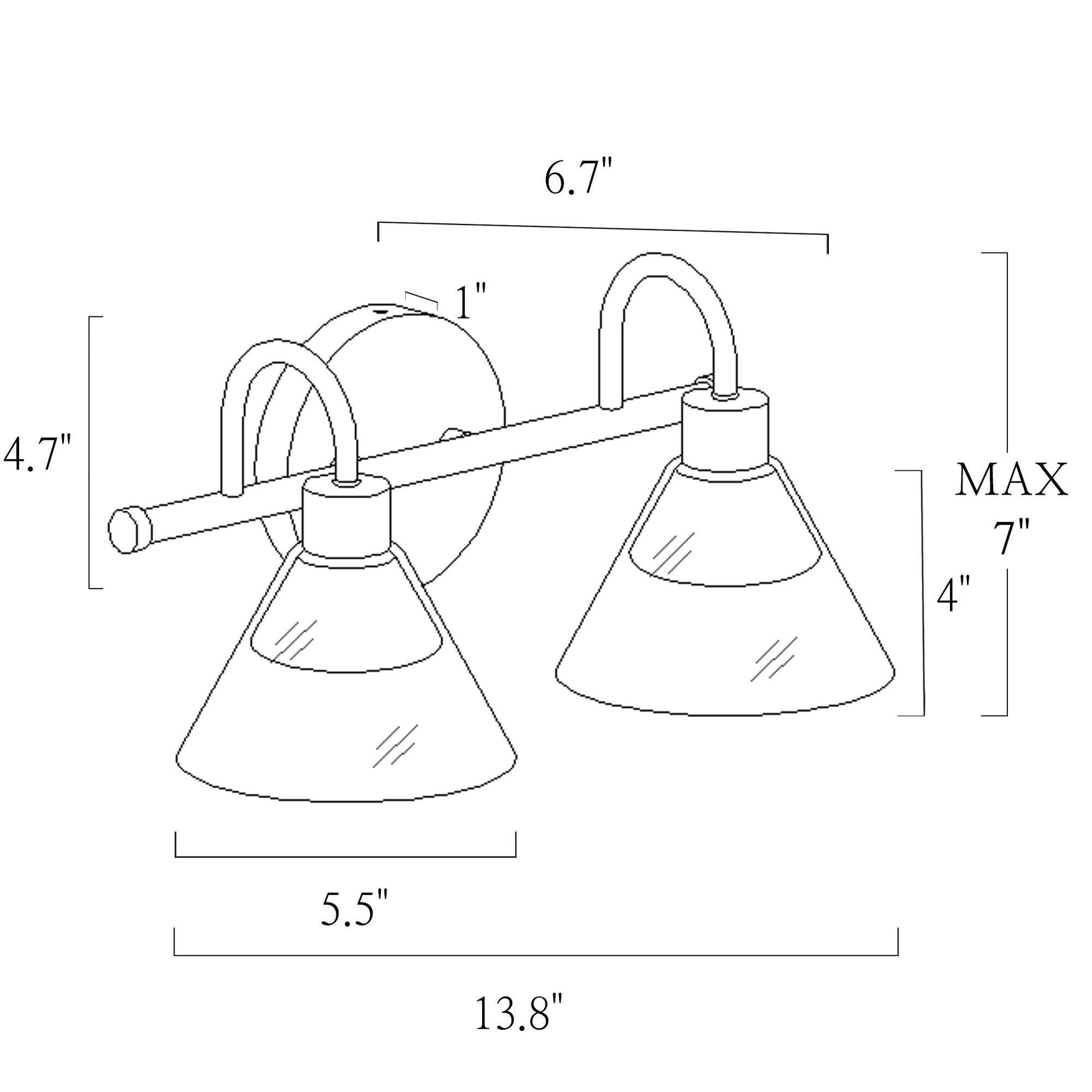 Moolidish 2-Light Black and Brass Vanity Light