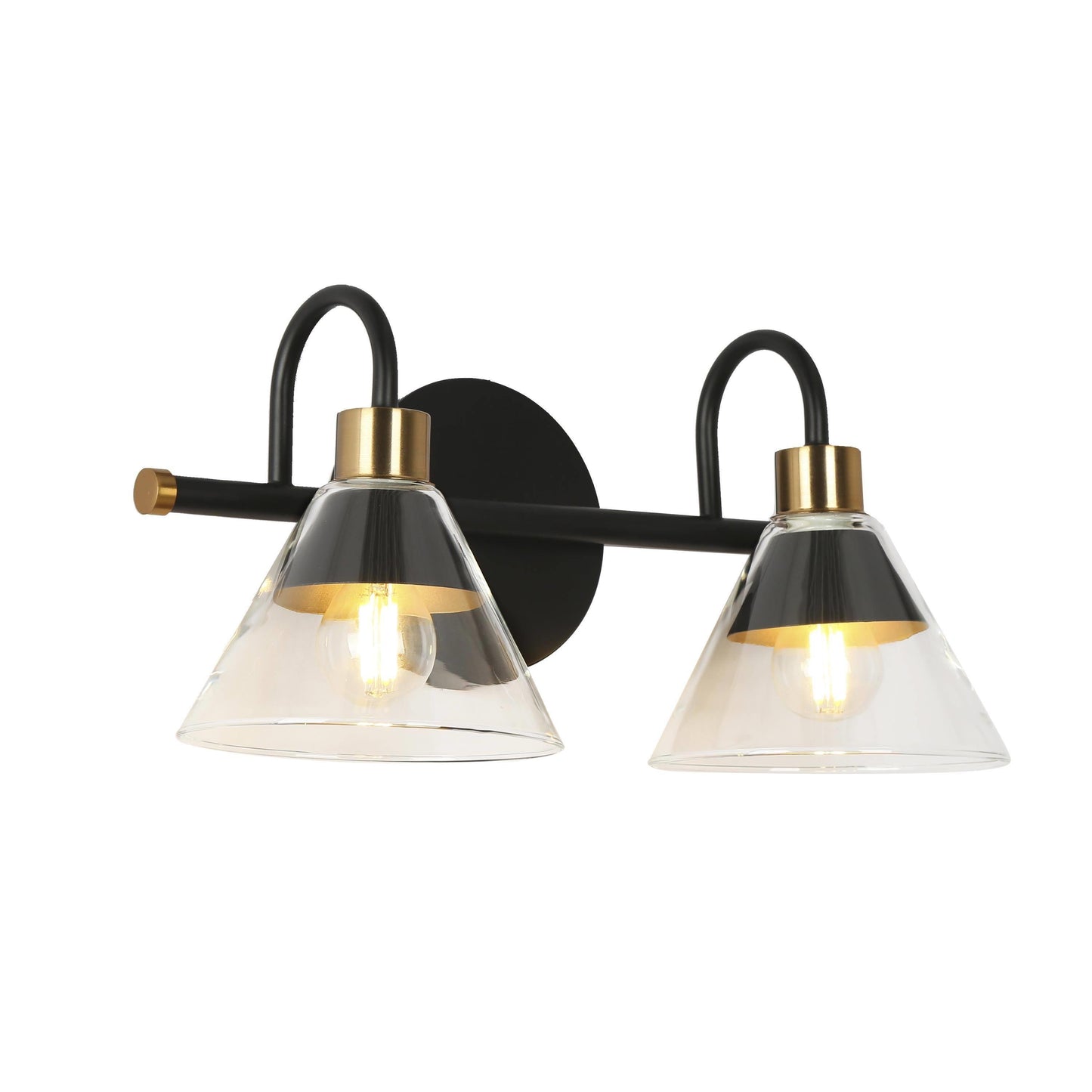 Moolidish 2-Light Black and Brass Vanity Light