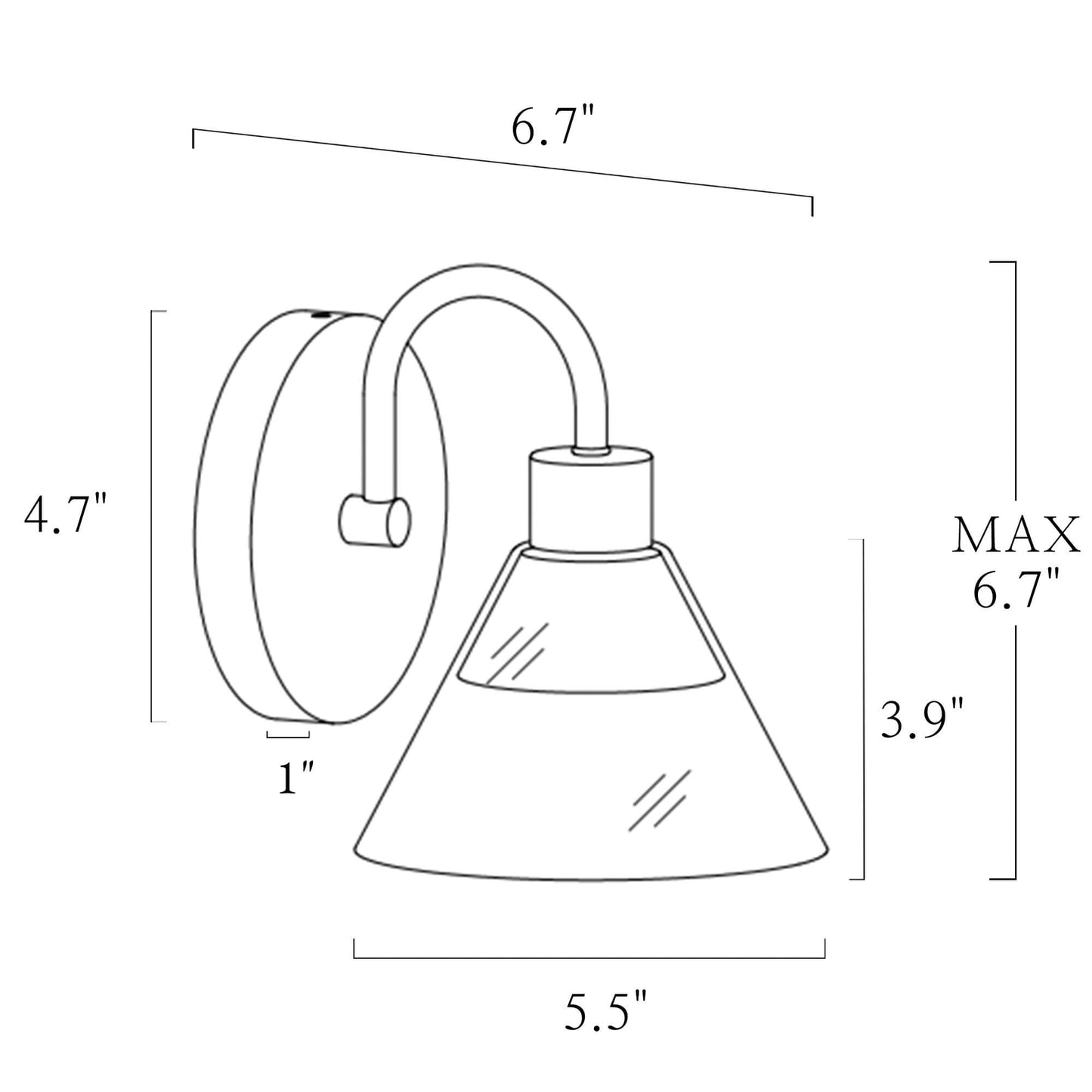 Modern Gold and White Wall Sconce with Clear Glass Cone Shade