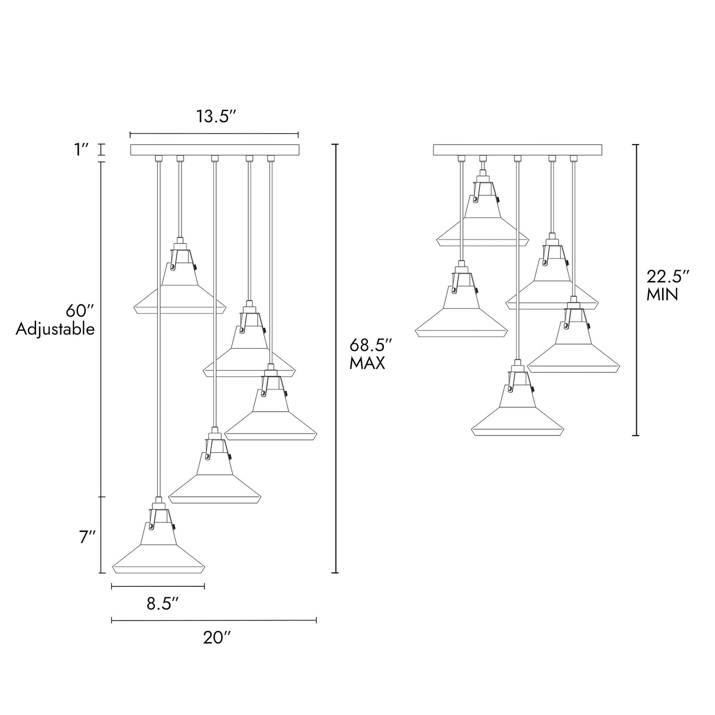 Tencanonia 5-Light Small Black Chandelier