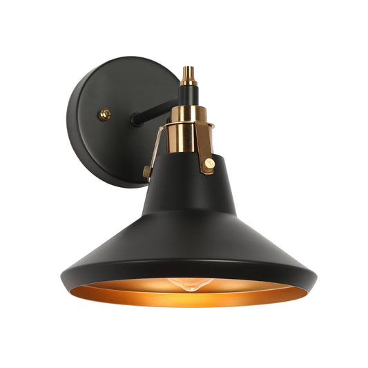 Tencanonia 1-Light Black and Gold Indoor Wall Sconce Barn Light