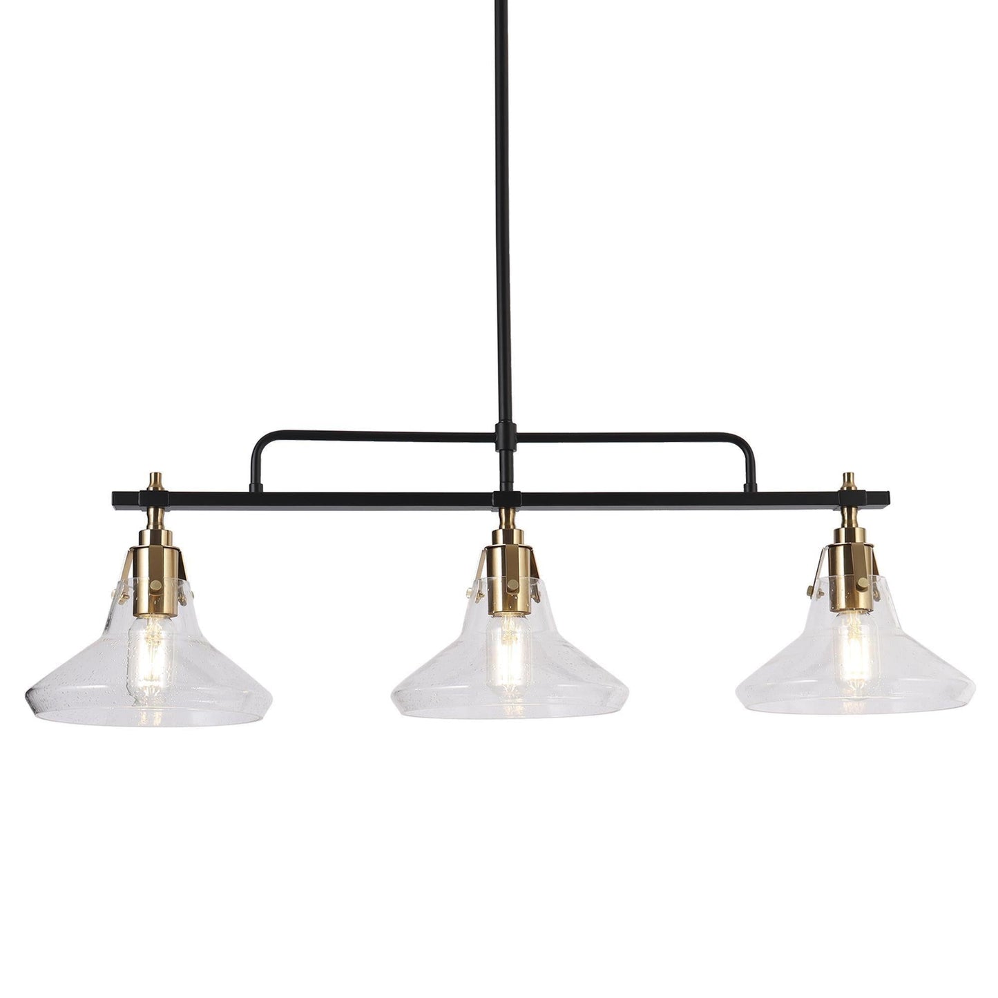 Tencanonia 3-Light 33.5-in Black&Gold Modern Linear Kitchen Island Light