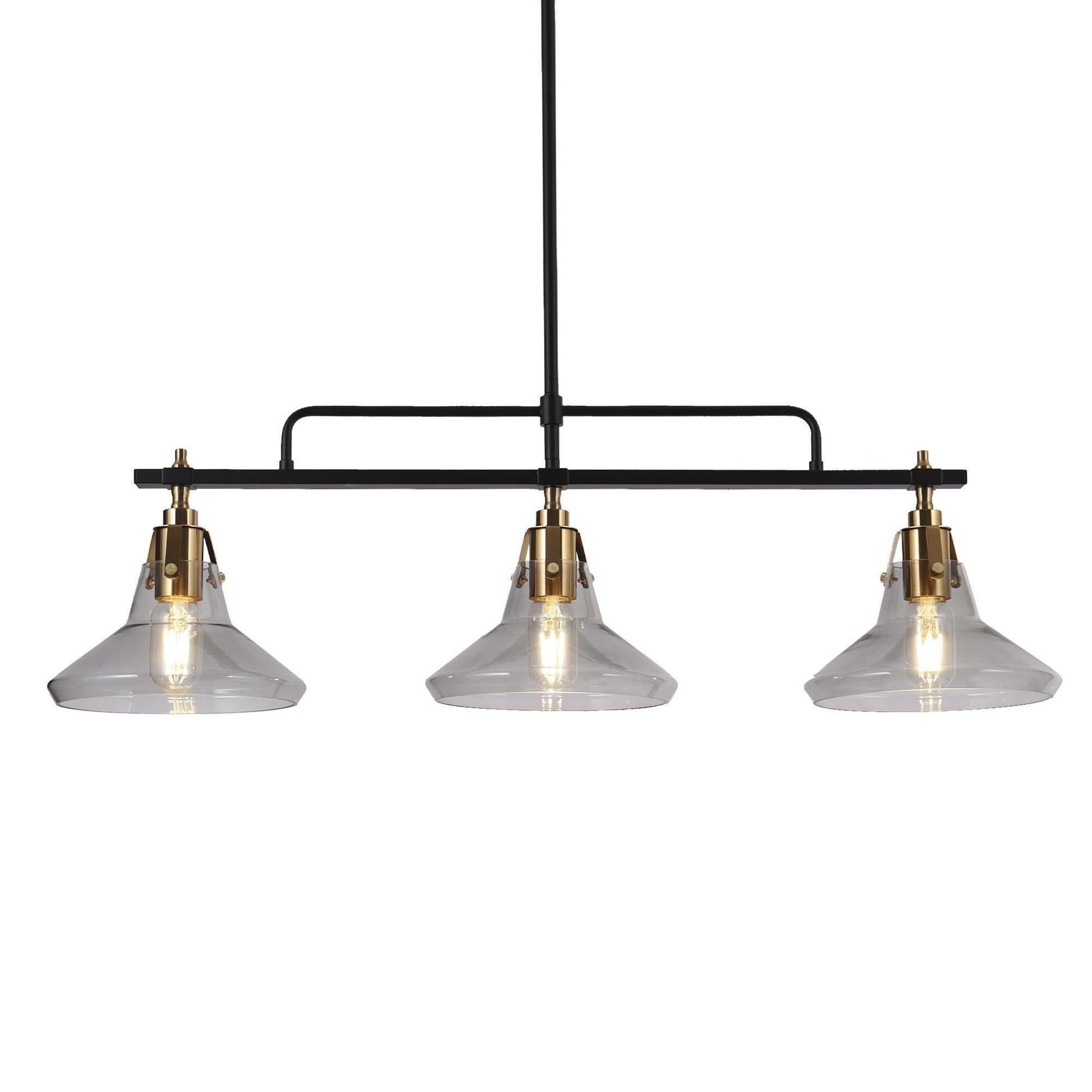 Tencanonia 3-Light 33.5-in Black&Gold Modern Linear Glass Kitchen Island Light