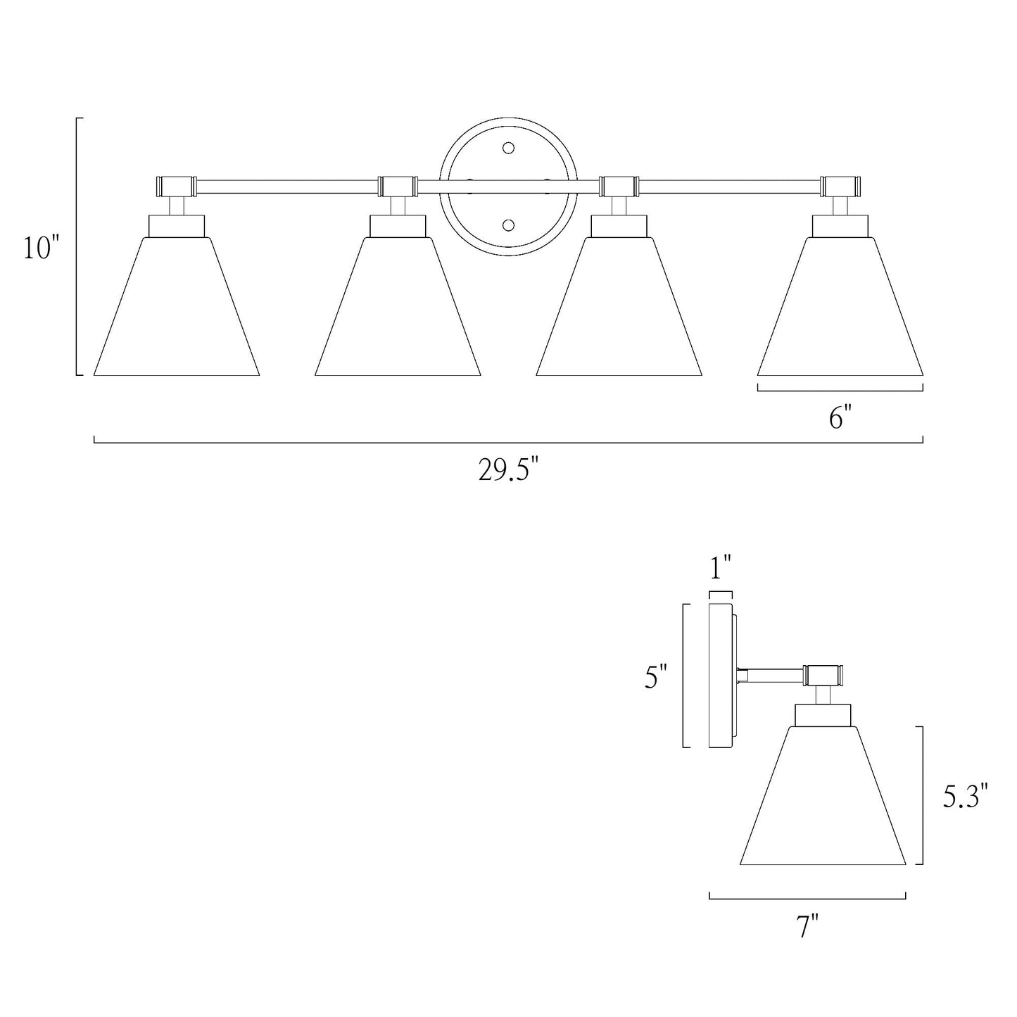 Tourmaline 4-Light Black and Brass Vanity Light