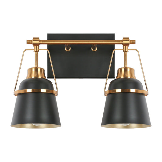 Alstroemeria 2-Light Black and Brass Vanity Light