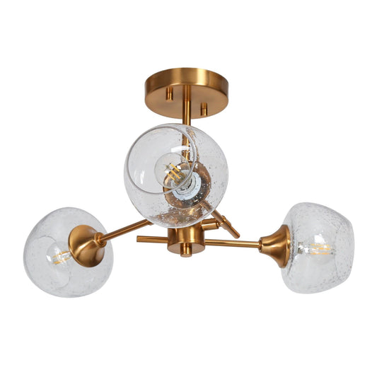 Resplandor 3-Light Small Gold Semi-Flush-Mount Light