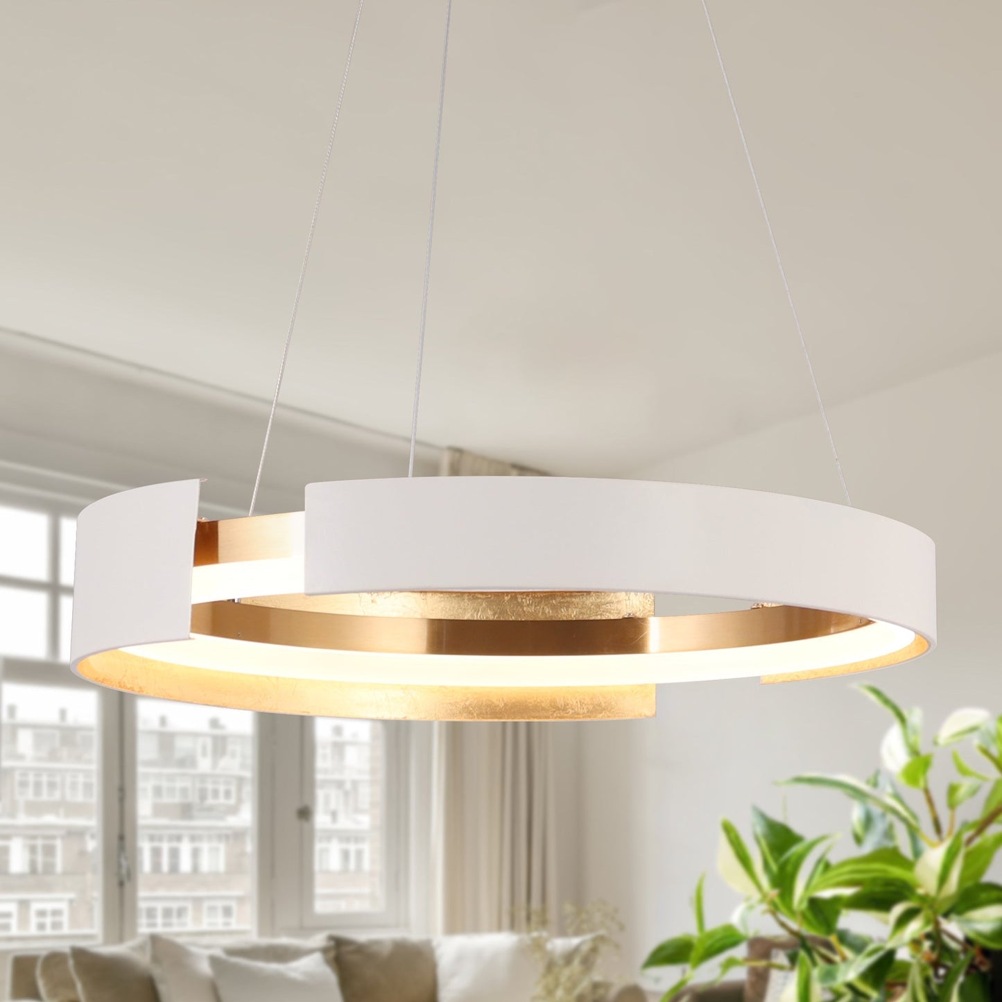 Welntscpia 1-Light Small Gold LED Chandelier