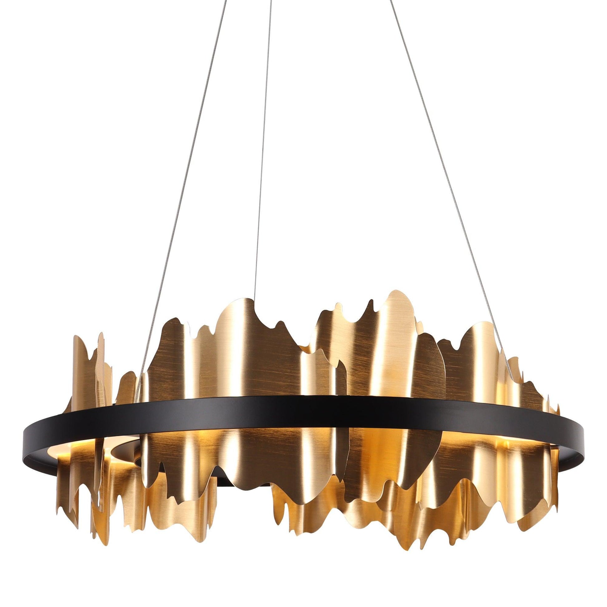 1-Light LED Black Gold Chandelier - Belles Lighting