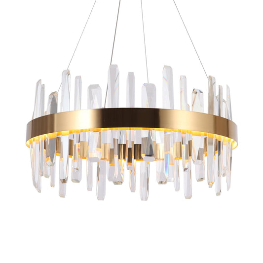 1-Light LED Crystal Chandeliers Brass - Belles Lighting