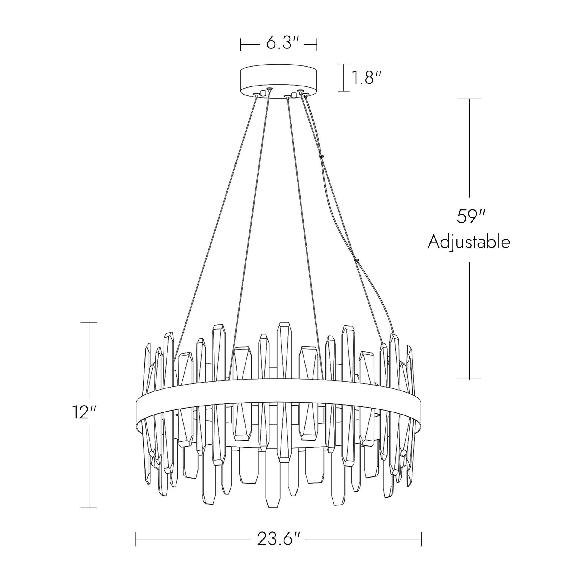 1-Light LED Crystal Chandeliers Black & Brass - Belles Lighting