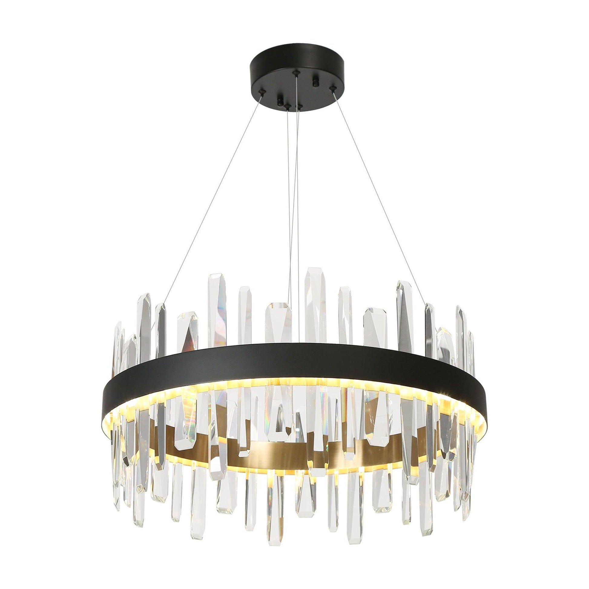 1-Light LED Crystal Chandeliers Black & Brass - Belles Lighting