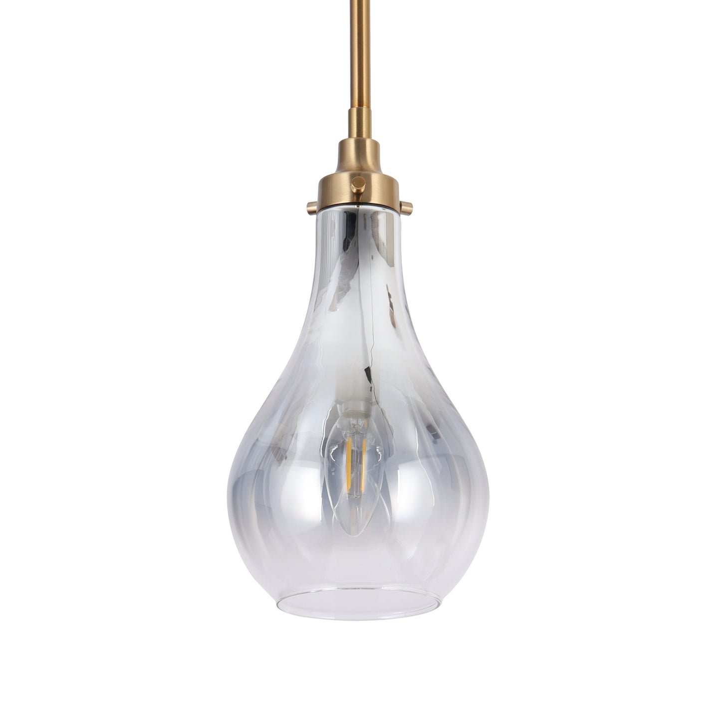 Modern 1-Light Brass Pendant Light with Unique Glass Shade