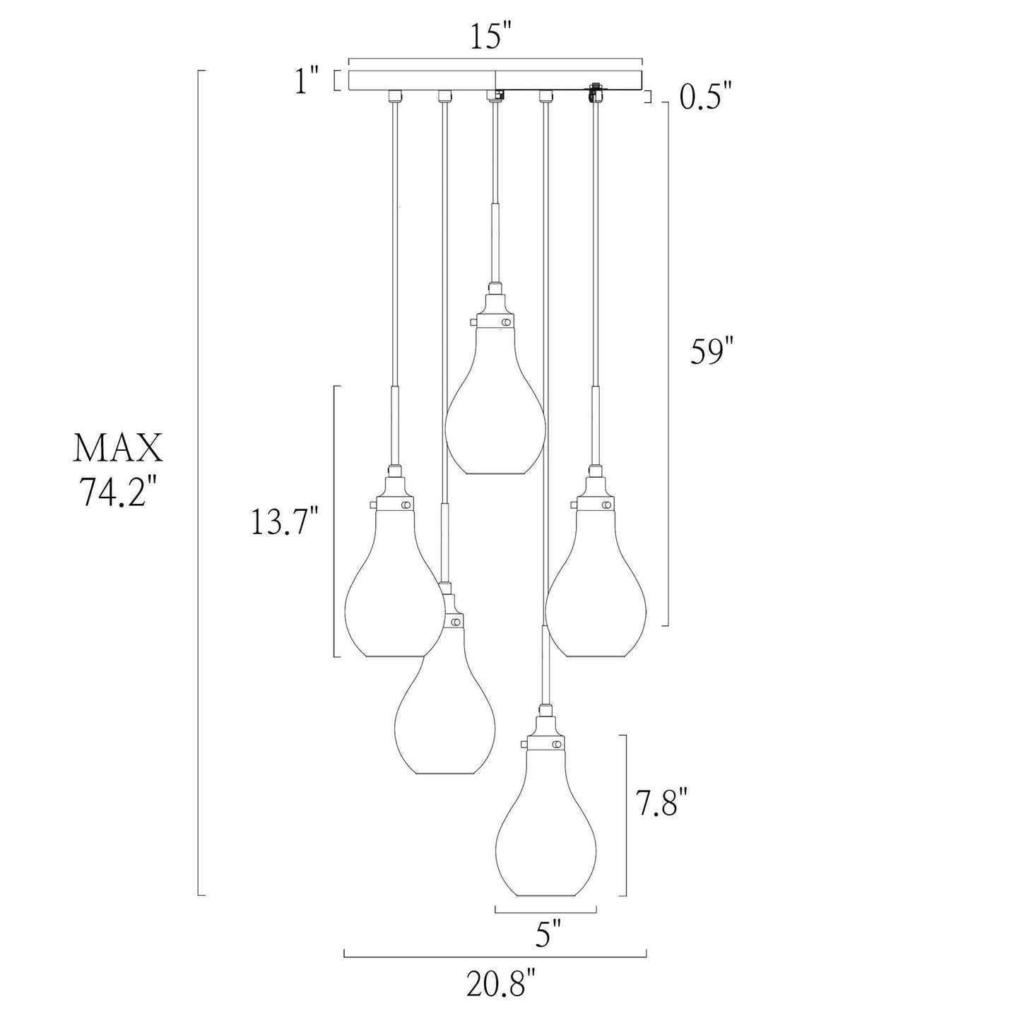 Luxitemin? 5-Light Small Black Chandelier