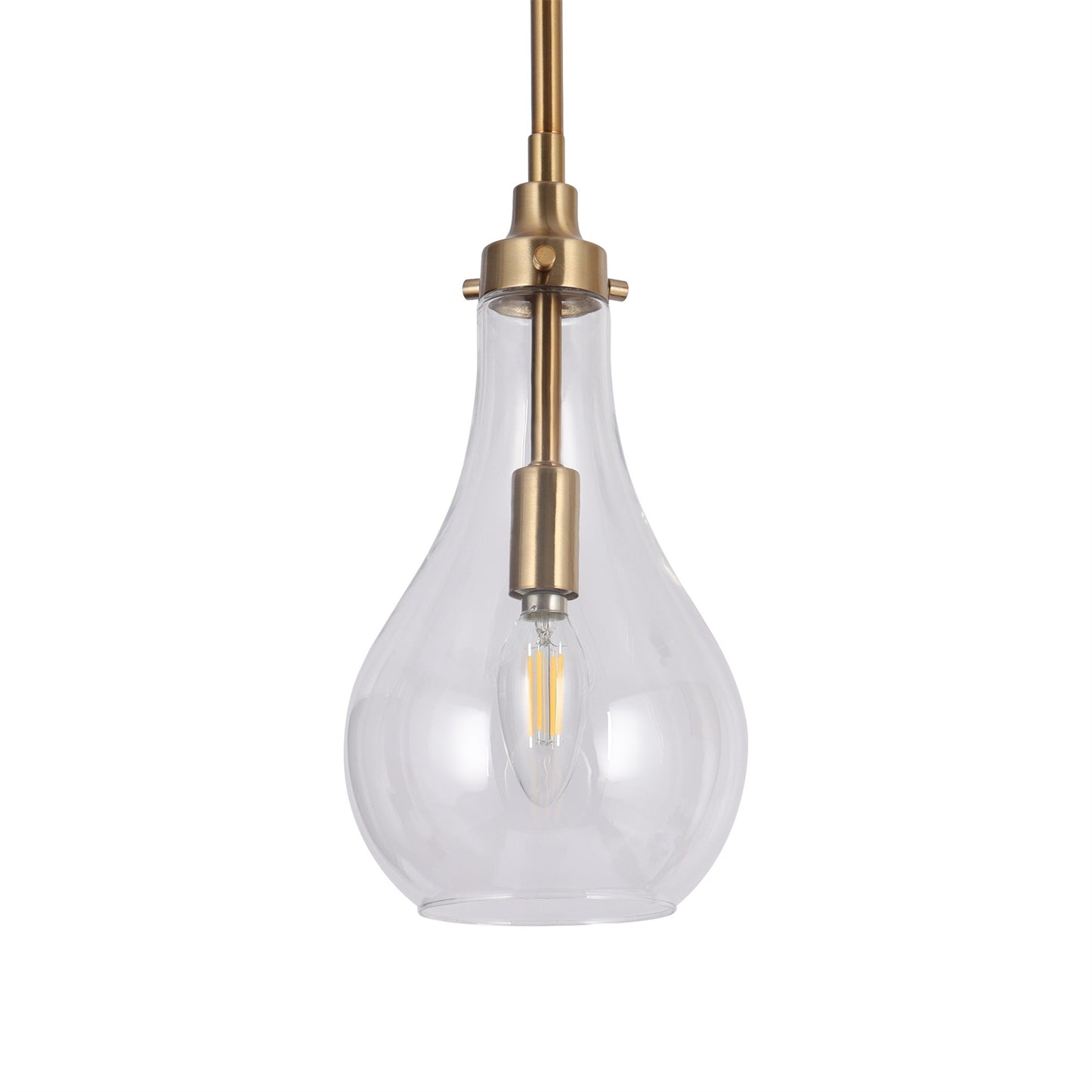 Modern 1-Light Brass Pendant Light with Clear Glass