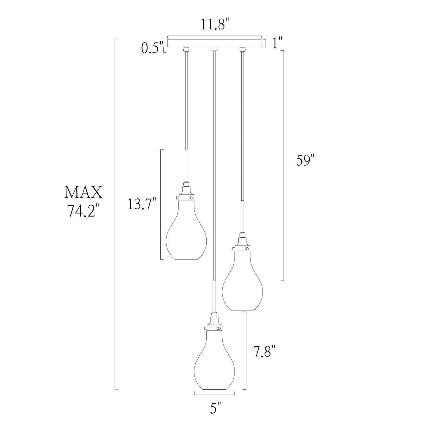 Luxitemin 3-Light Mini Black Chandelier