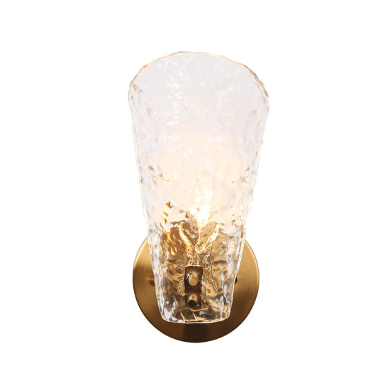 Modern Gold Wall Sconce with Textured Glass Shade