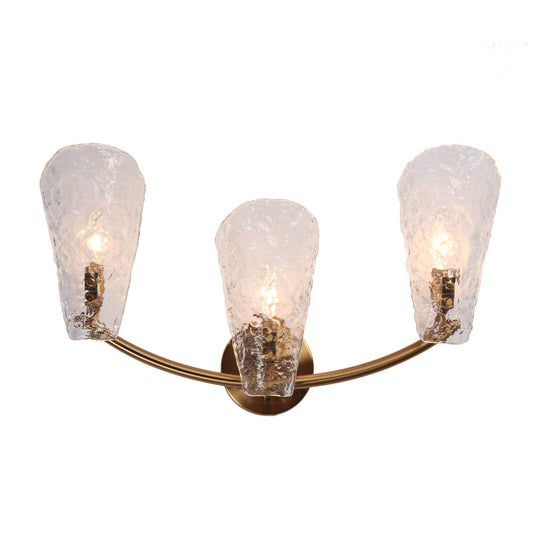 3-Light Modern Gold Glass Vanity Lights Wall Sconces