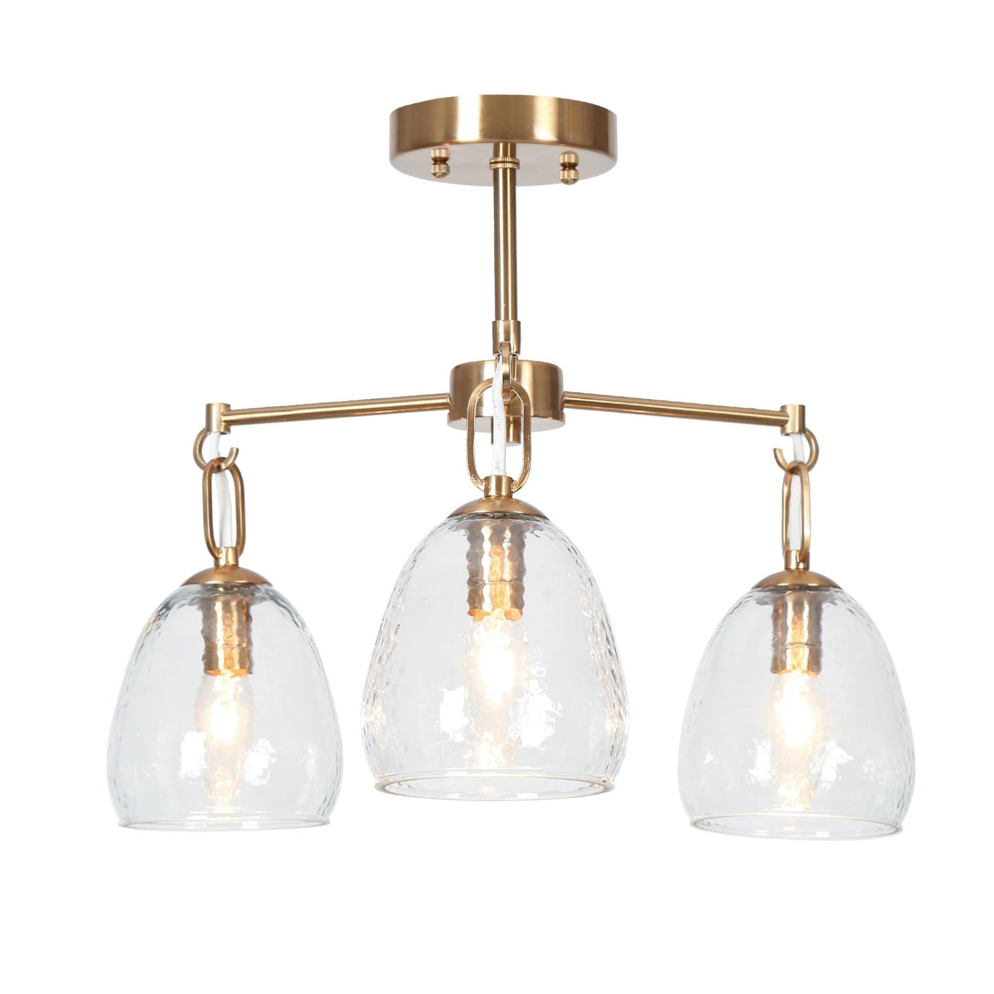 Blobfish 3-Light Small Brass Semi-Flush-Mount Light