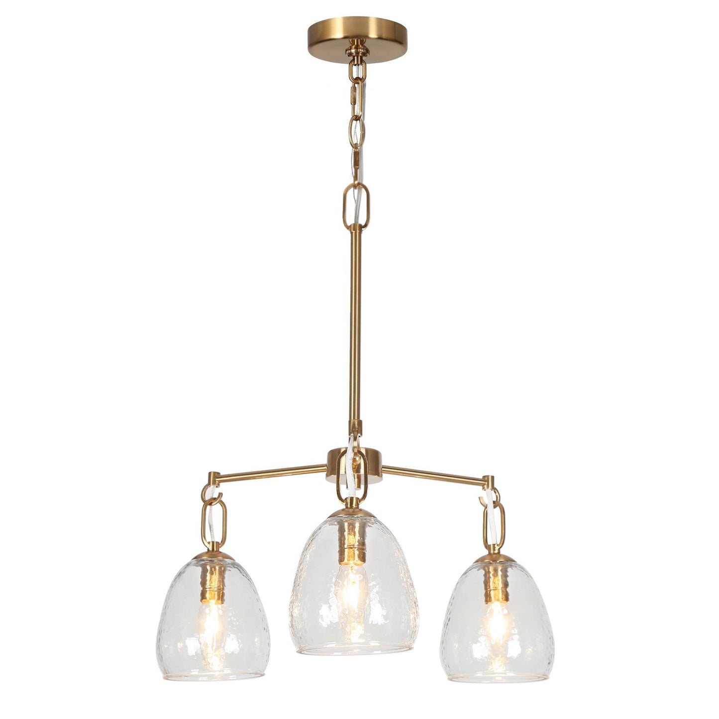 3-Light Gold Glass Wheel Chandelier - Belles Lighting