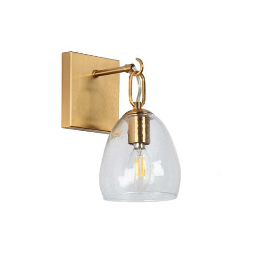 Modern Gold Wall Sconce with Clear Glass Dome Shade