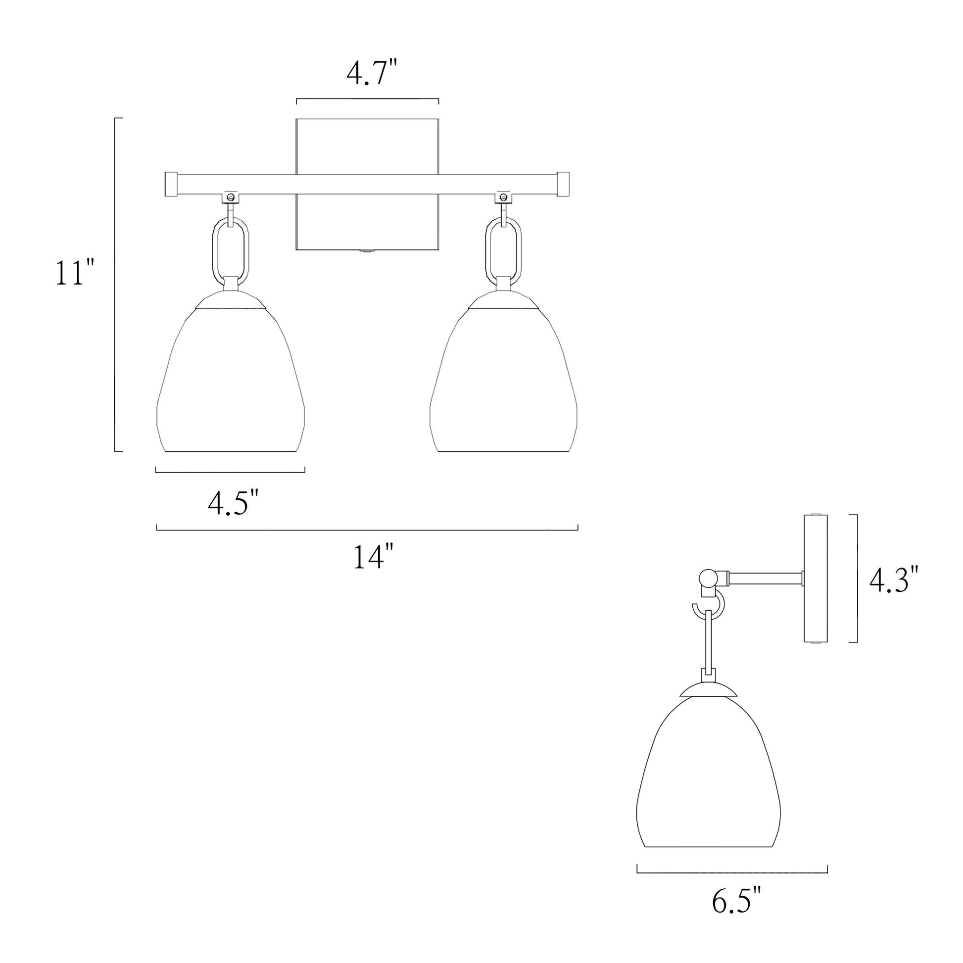 Blobfish 2-Light Brass Vanity Light