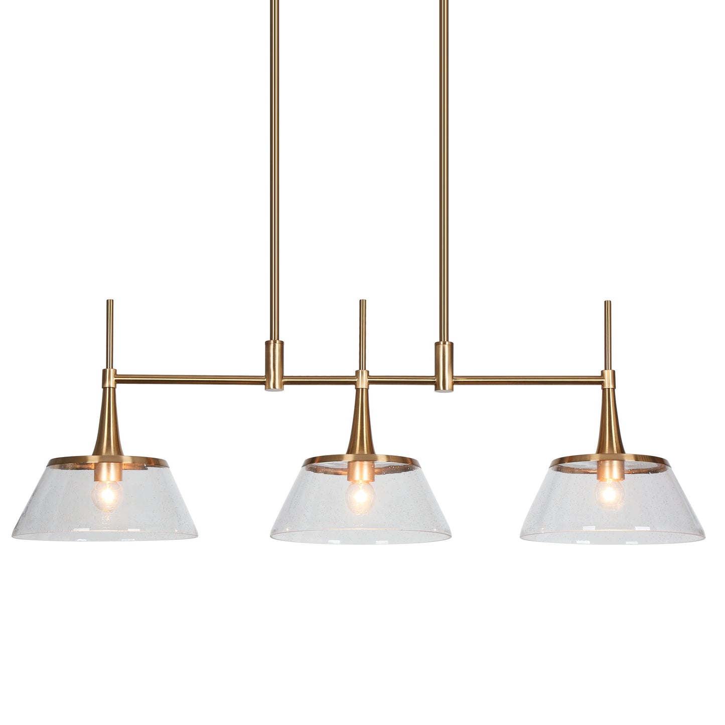 Modern Gold 3-Light Linear Island Lights with Clear Glass Shades