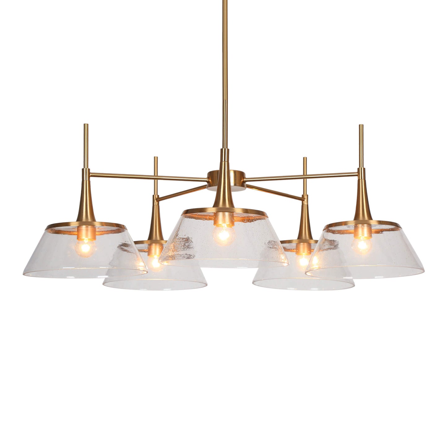 Modern 5-Light Gold Seeded Glass Chandelier