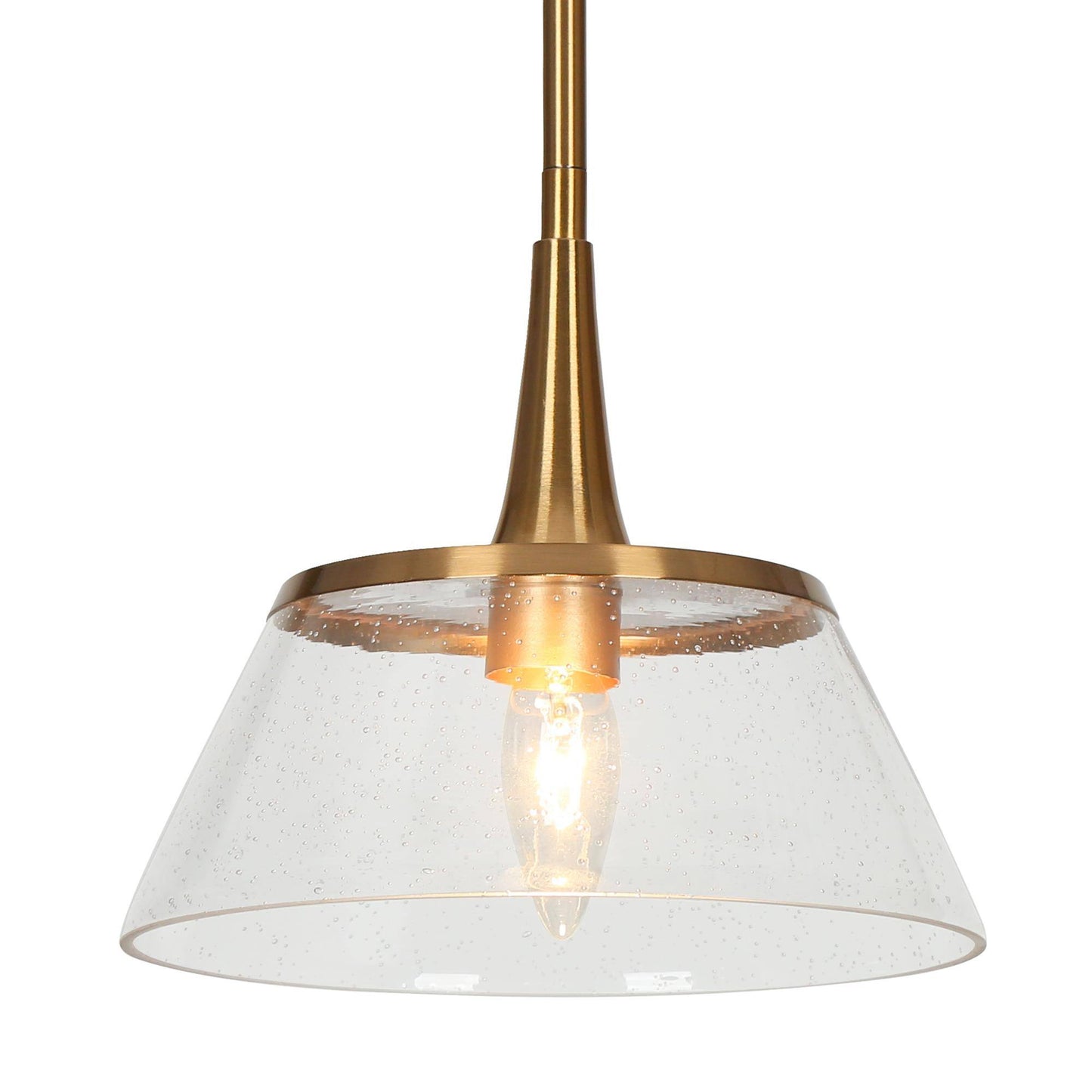 Modern 1-Light Gold Seeded Glass Pendant Light for a Refined Touch