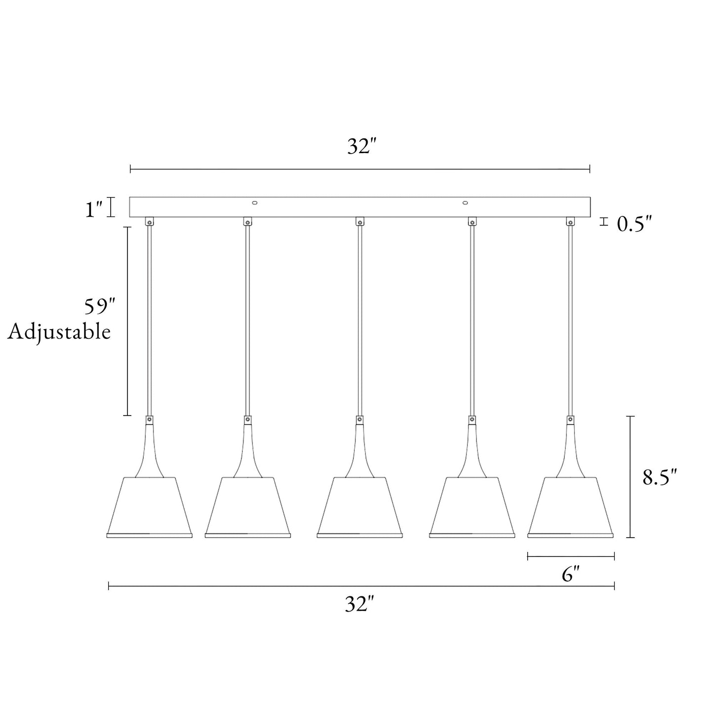 Idaikos 5-Light 32-in White&Gold Modern Cluster Kitchen Island Light