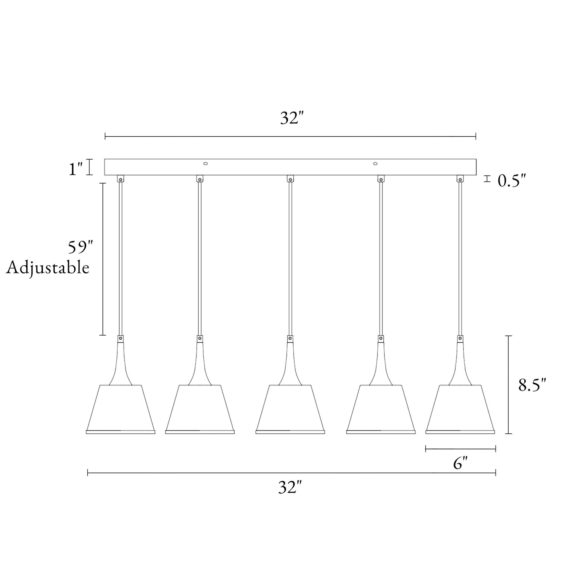 Idaikos 5-Light 32-in White&Gold Modern Cluster Kitchen Island Light