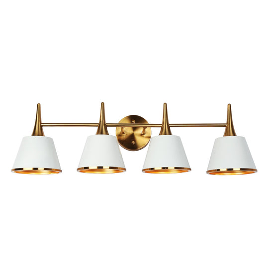 Idaikos 4-Light White and Brass Vanity Light