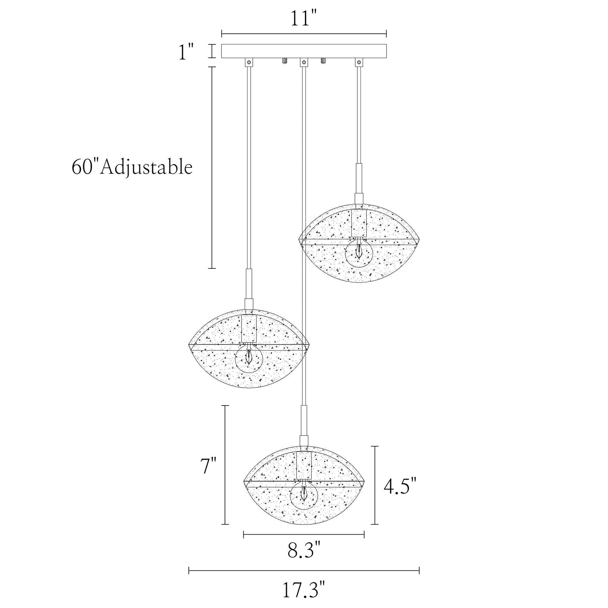 3-Light Cluster Glass Pendant Chandelier Lights - Belles Lighting