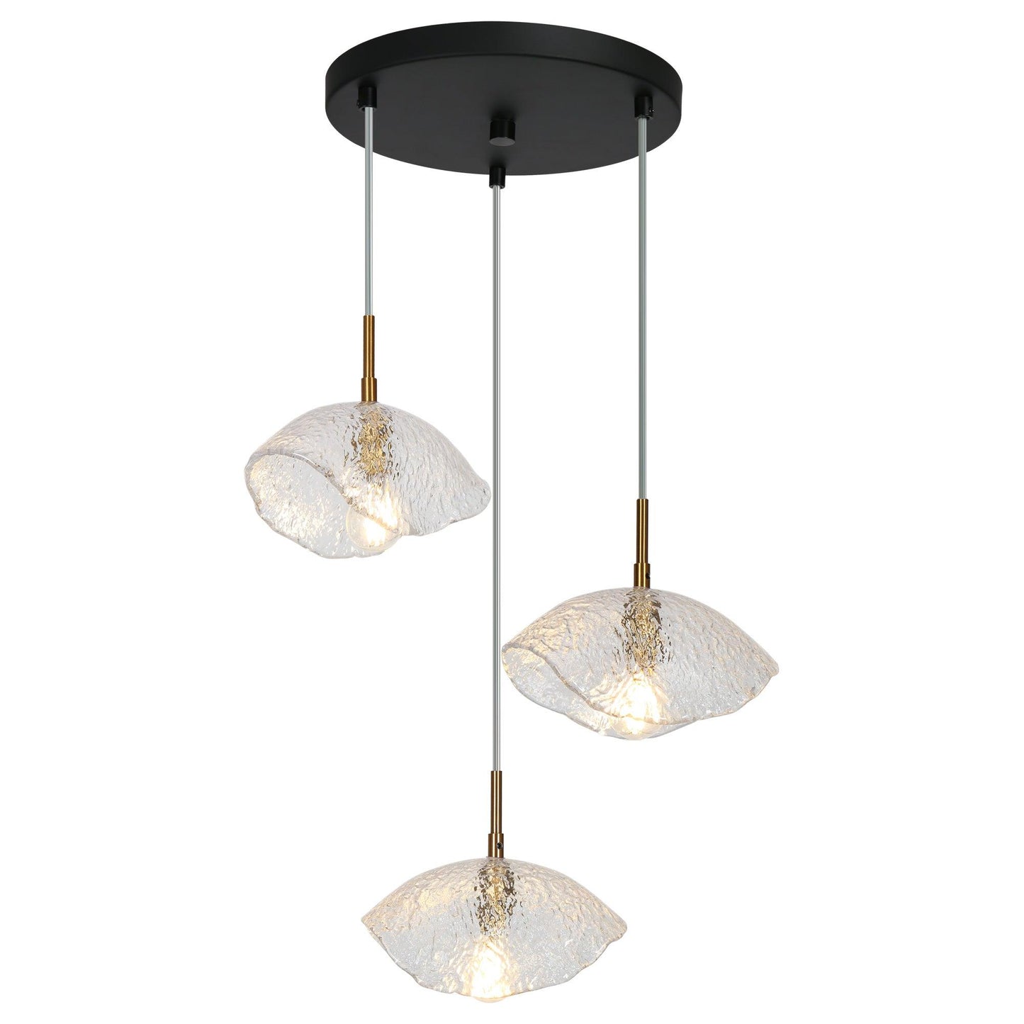 3-Light Cluster Glass Pendant Chandelier Lights - Belles Lighting